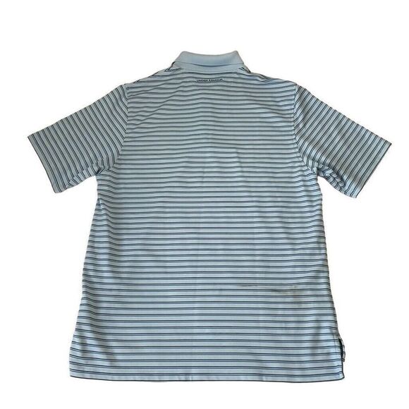 Under Armour Heat Gear Polo Shirt Mens Large Baby Blue Stripes Short Sleeve Golf - Picture 2 of 8